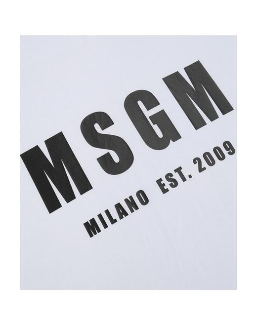 MSGM White Printed Short-Sleeved T-Shirt