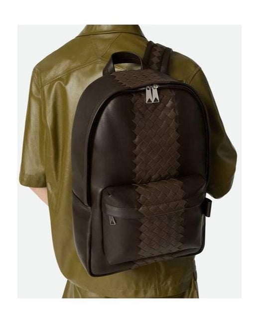 Bottega Veneta Black Intrecciato Backpack for men