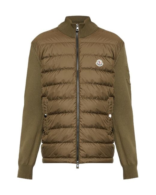 Moncler Green Padded Zip-Up Cardigan for men