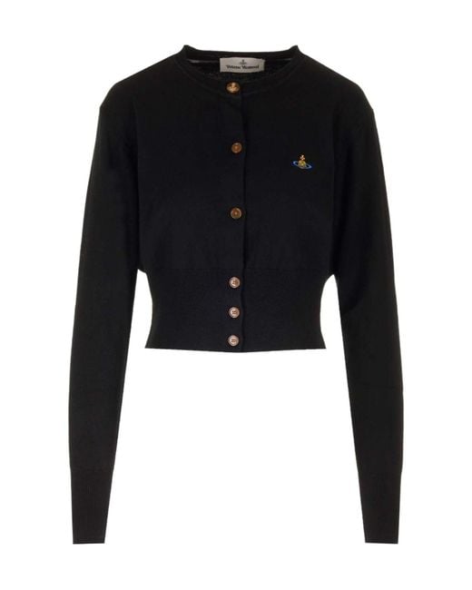 Vivienne Westwood Black Orb Embroidered Knitted Cardigan
