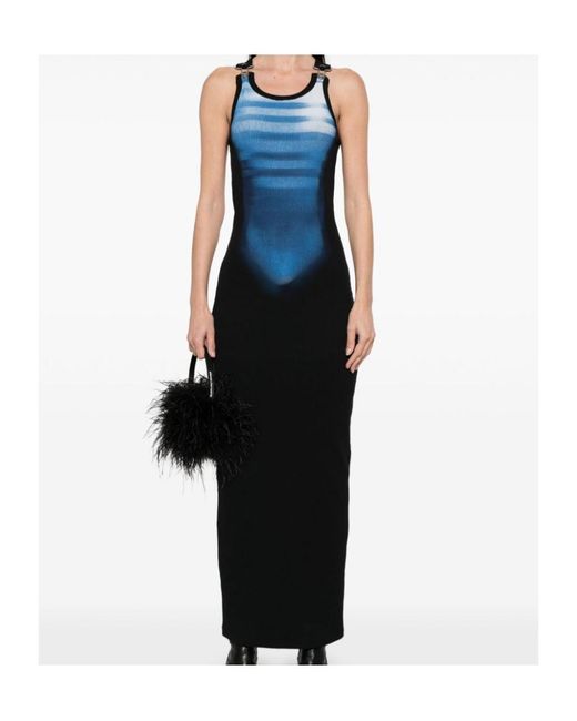 Jean Paul Gaultier Blue Swimsuit-Print Sleeveless Maxi Dress