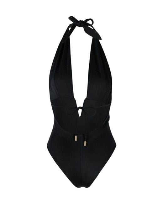 Tom Ford Black Logo Detailed V-Neck Swimsuit