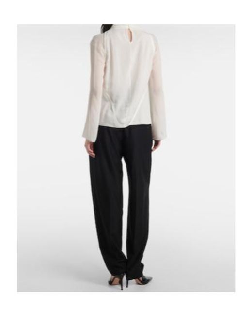 Altuzarra White Cara Draped High-Neck Silk Top
