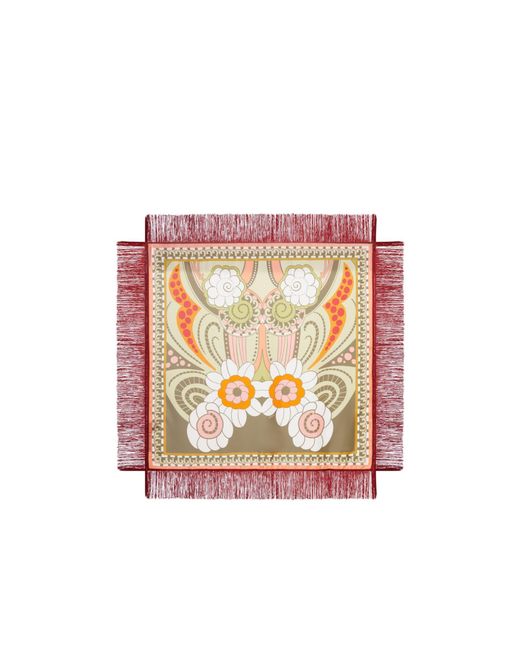 LaDoubleJ White Foulard Ornamental-Print Fringed Scarf