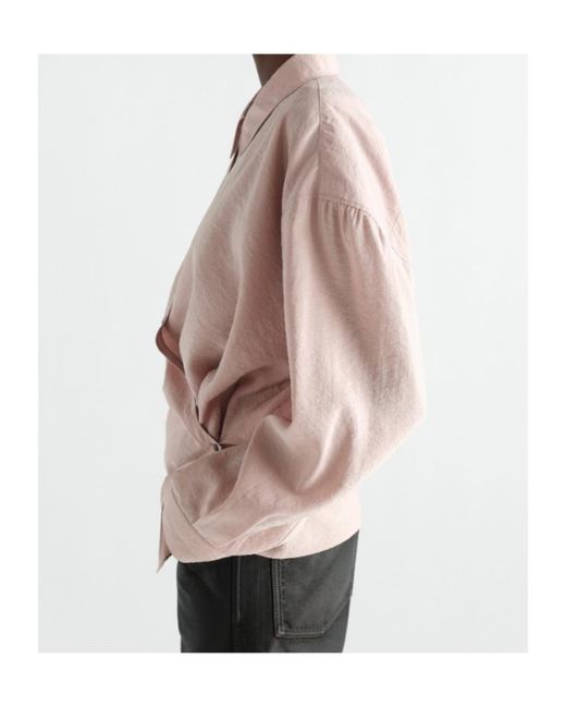 Lemaire Pink Long-Sleeved Draped Shirt