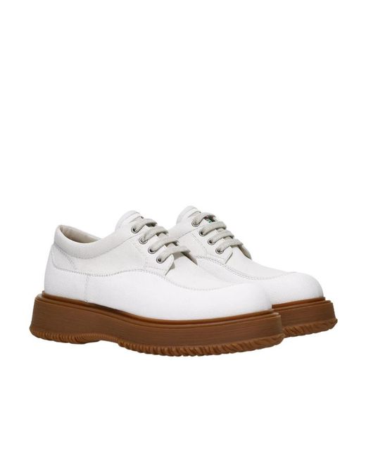 Hogan White Untraditional Logo Embossed Lace-Up Shoes for men