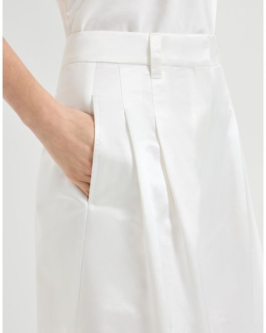 Brunello Cucinelli White Pleated Palazxzo Pants