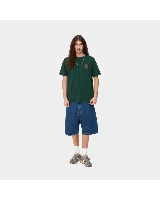 Carhartt Green T-Shirt With Round Neck And Short Sleeves for men