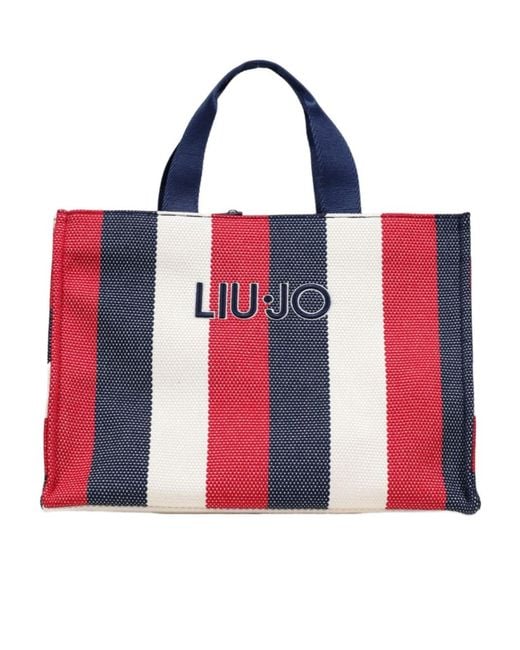 Liu Jo Red Striped Large Tote Bag