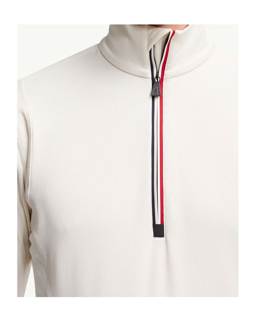 Moncler White Polartec Half-Zip Sweatshirt for men