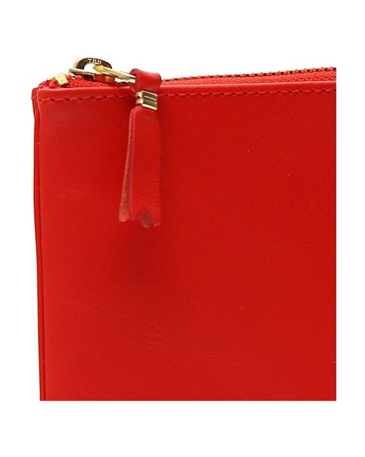 Comme des Garçons Red Comme Des Garçons Wallet Logo Detailed Zip-Up Pouch for men