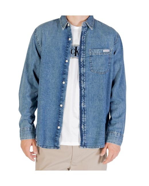 Calvin Klein Blue Denim Button-Up Shirt for men