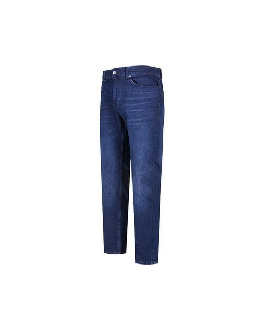Boss Blue Boss Logo Patch Tapered Jeans for men
