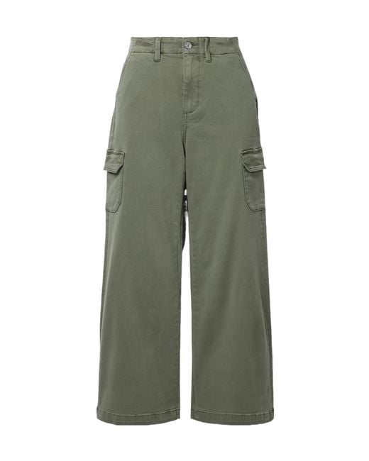 PAIGE Green Blend Fabric Wide-Leg Cargo Pants
