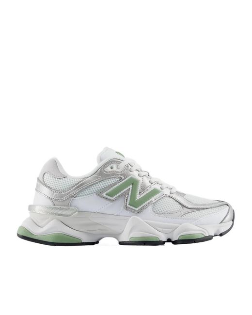 New Balance White 9060 Lace-Up Sneakers for men