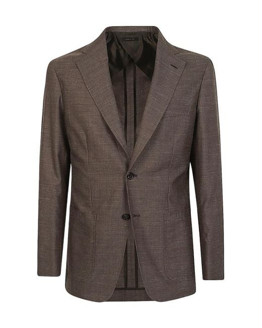 Brioni Brown Long-Sleeve Blazer for men