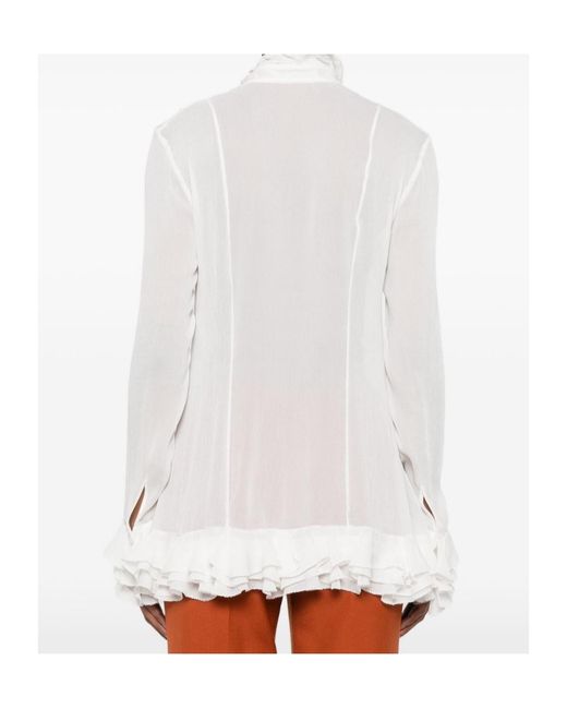 Alberta Ferretti White Ruffled Shirt