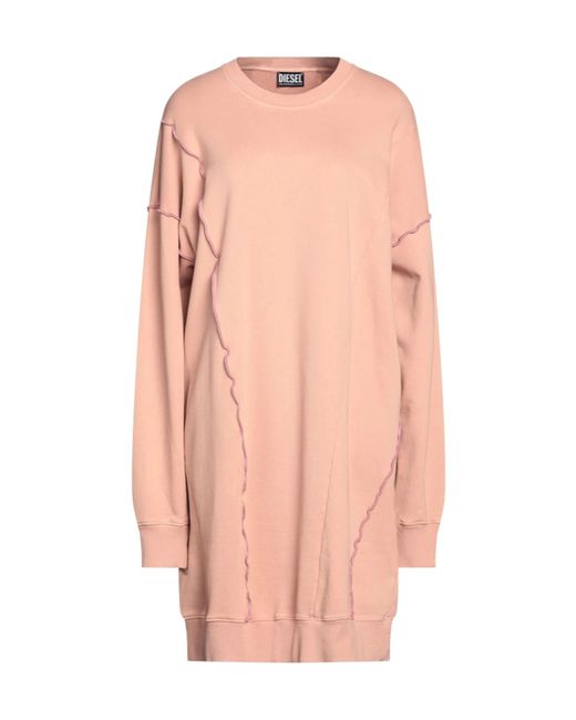DIESEL Pink Solid Color Long Sleeve T-Shirt Dress