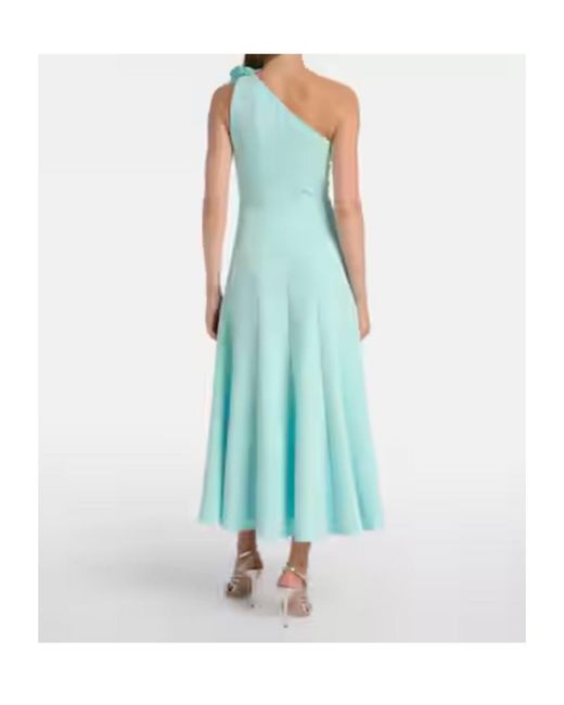 Roland Mouret Blue Floral Appliqué One-Shoulder Dress