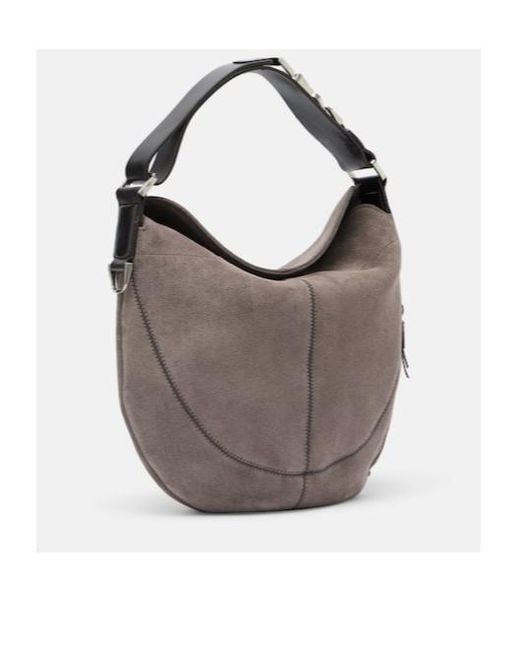 Lemaire Gray Quiver Clip Medium Suede Shoulder Bag