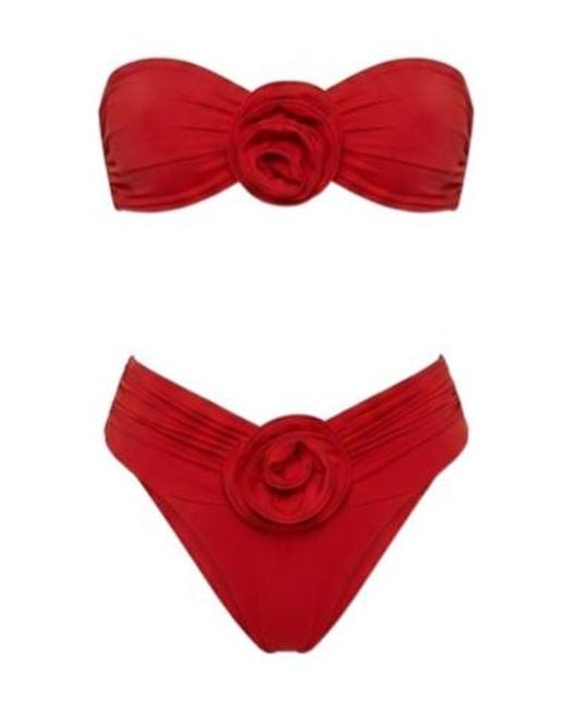 LaRevêche Red Derya Ruched Bikini