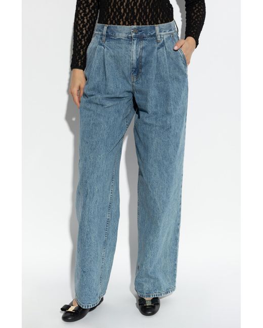 Helmut Lang Blue Double-Pleated Jeans