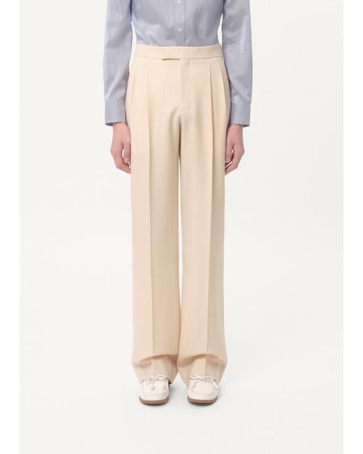 Valentino Natural Pleat Detailed Wide Leg Trousers for men