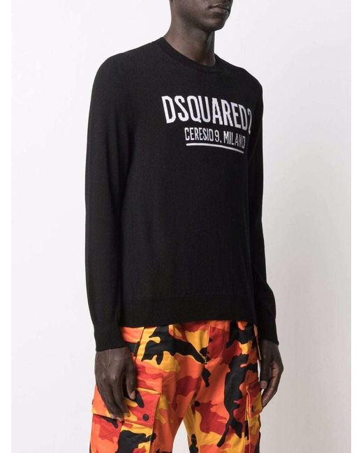 DSquared² Black Ceresio 9 Cool Cotton Sweater for men