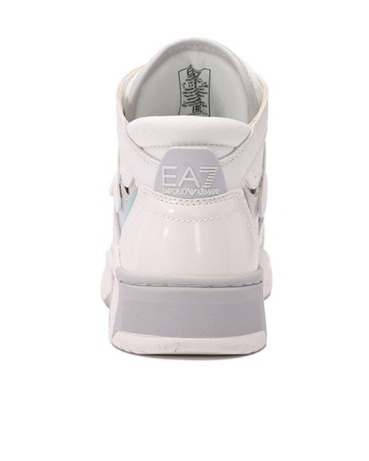 EA7 Natural Iridescent-Effect High-Top Sneakers for men