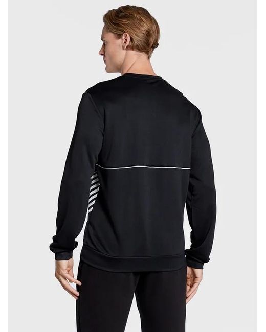 EA7 Black Round-Necked Logo Sweater for men