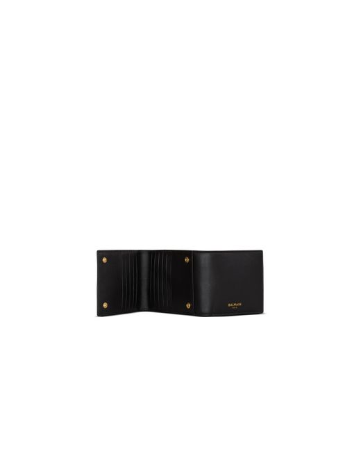 Balmain Black Smooth Leather Trifold Wallet for men