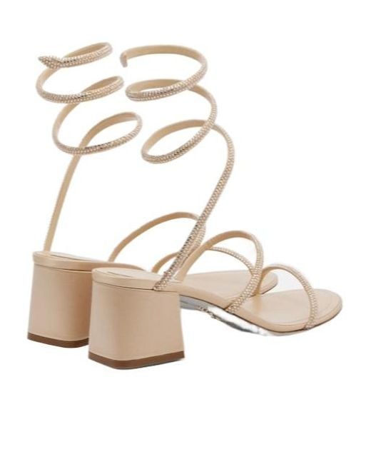 Rene Caovilla Metallic Satin Crystal Sandals