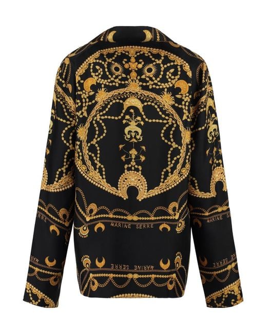 MARINE SERRE Black Ornament Jewelry Printed Buttoned Shirt