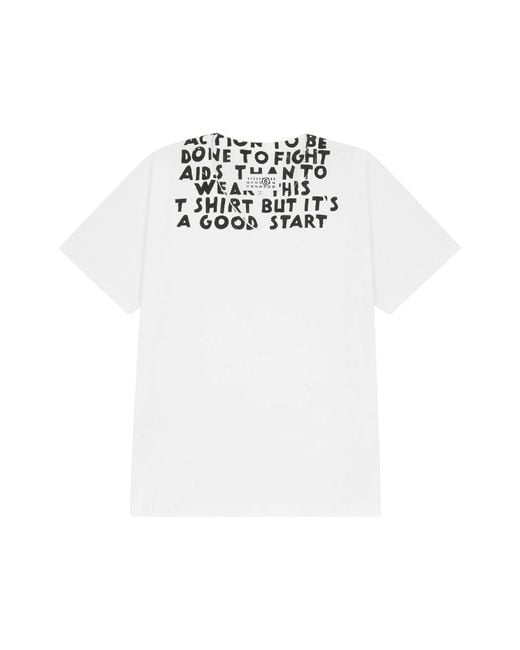 MM6 by Maison Margiela V-Neck Sida T-Shirt in White | Lyst