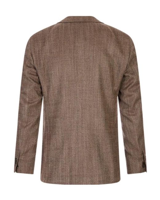 Corneliani Brown Herringbone-Weave Blazer for men