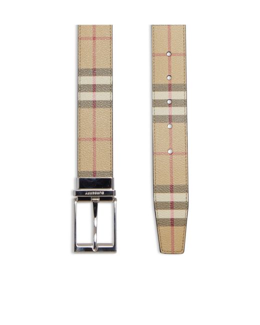 Burberry White Checked Reversible Buckle Belt for men