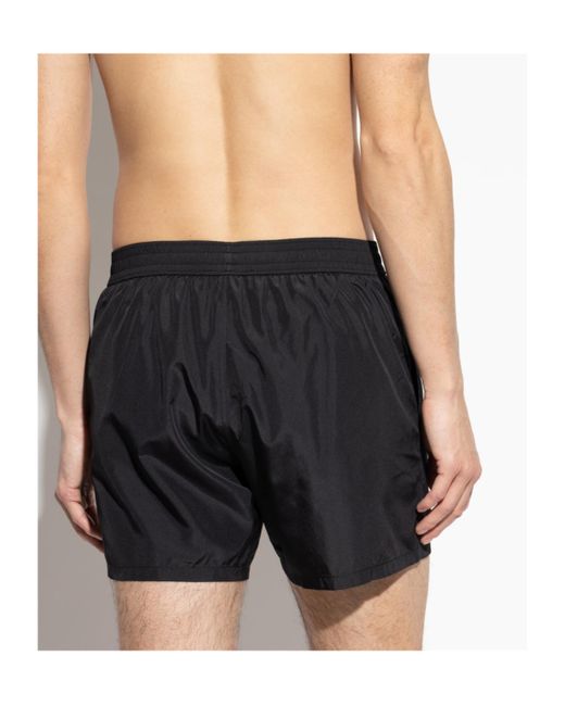 Balmain Black Logo Patch Drawstring Swim Shorts for men