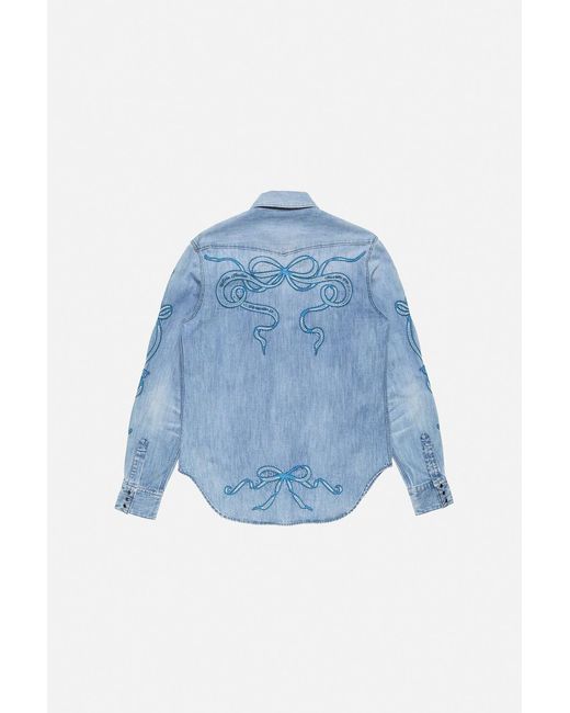 Acne Blue Embroidered Shirt for men