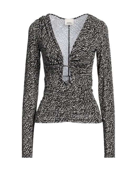 Isabel Marant Black Deep V-Neck Top