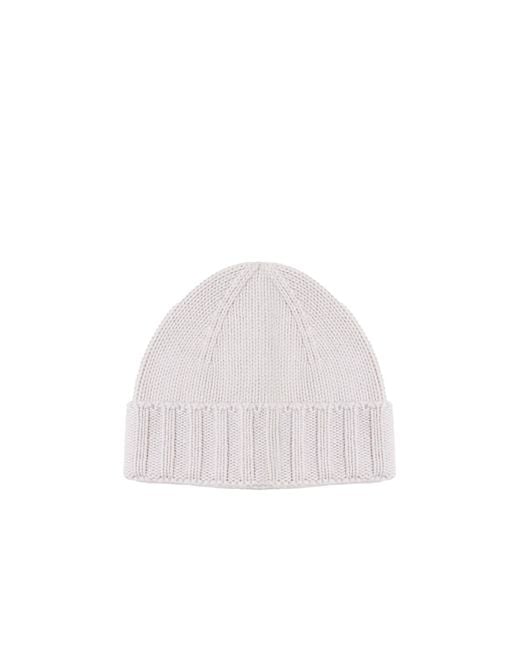 Giuliano Galiano White Ribbed Cuff Beanie Hat for men