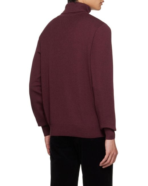 Maison Kitsuné Red High-Neck Logo Long-Sleeved Sweater for men