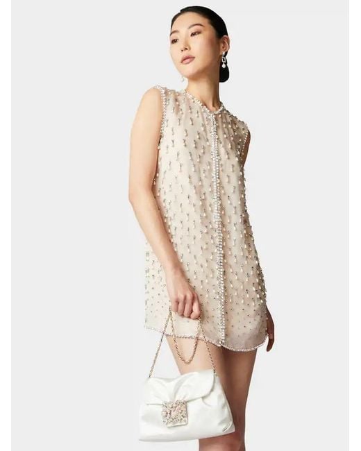 Roger Vivier White Buckle Embellished Mini Satin Bag