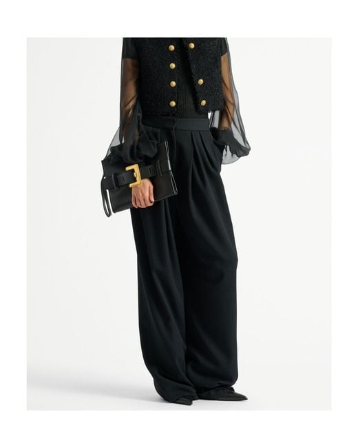 Balmain Black Anthem Buckle Wristlet Bag