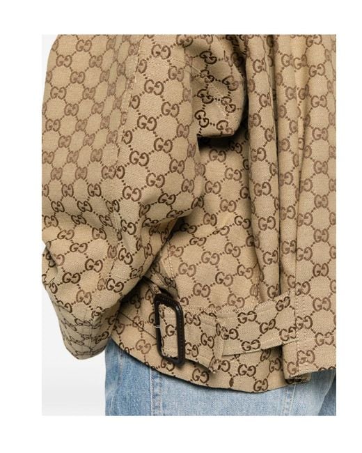Gucci Natural Gg Monogram Bomber Jacket