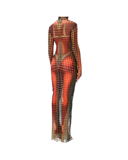 Jean Paul Gaultier Orange Re Edition Printed Long Dress