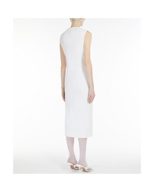 Sportmax White Crewneck Sleeveless Dress