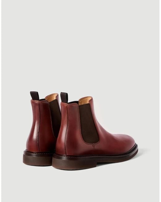 Brunello Cucinelli Brown Waxed Calfskin Chelsea Boots for men