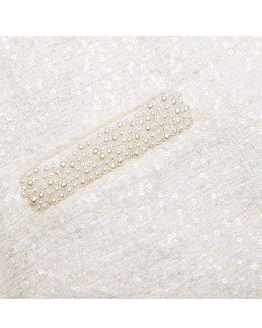 Self-Portrait Natural Boucle Embellished Trim Mini Skirt
