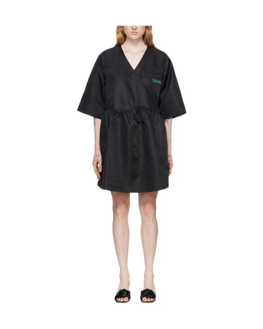 Ganni Black Y-Neck Dress