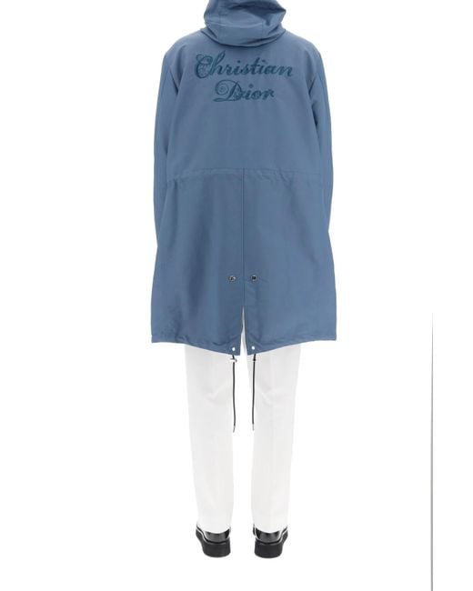 Dior Blue Hooded Zipper Casual Jacket for men